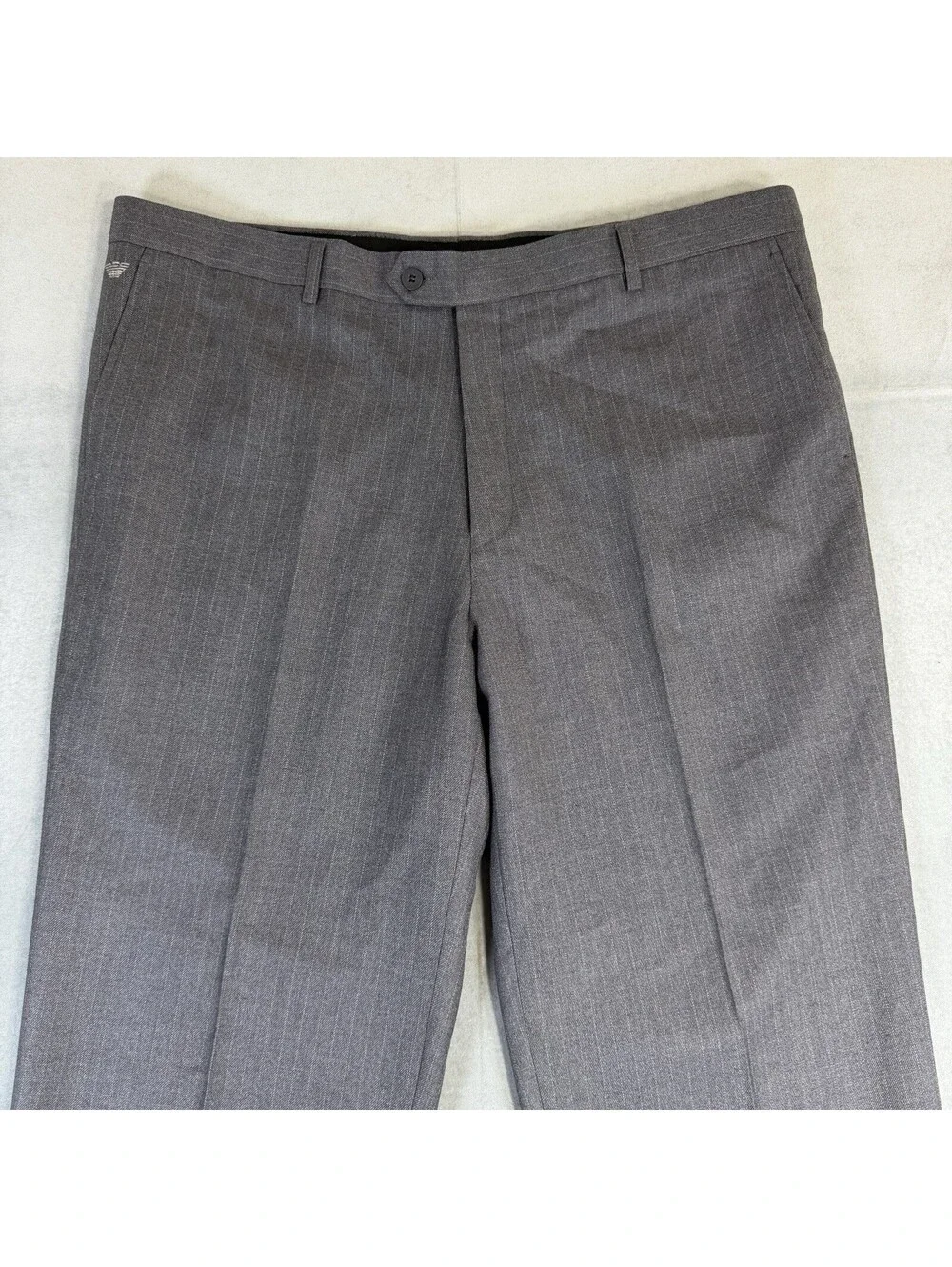 Giorgio Armani Le Collezioni Pants Mens 40x34 Gray Pinstripe Flat Front Wool